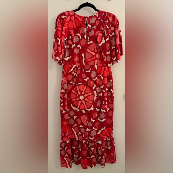 Rhode x Target Midi Red Floral Linen Blend Bell Sleeve Dress  size 18 - Picture 9 of 10